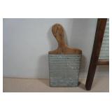 Antique Wood & Glass Washboard with Small Metal & Wood Washboard