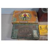 Vintage Cigar Boxes and Oil Can