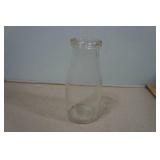 Antique Wooden Milk Crate from "Sanitary Farm Dairies" with Glass Milk Bottles