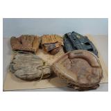Vintage Leather Baseball Gloves and Mitt