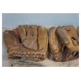 Vintage Leather Baseball Gloves and Mitt