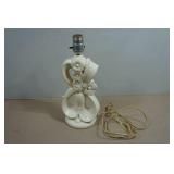 Antique Creamy White Ceramic Ribbon Flower Table Lamp