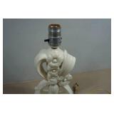 Antique Creamy White Ceramic Ribbon Flower Table Lamp