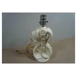 Antique Creamy White Ceramic Ribbon Flower Table Lamp