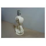 Antique Creamy White Ceramic Ribbon Flower Table Lamp