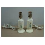 Set of Two Antique Porcelain Miniature Table Lamps