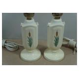 Set of Two Antique Porcelain Miniature Table Lamps