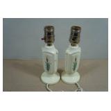 Set of Two Antique Porcelain Miniature Table Lamps