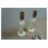 Set of Two Antique Porcelain Miniature Table Lamps