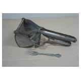 Vintage Potato Ricer and Fork