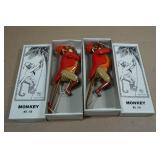 *2* Vintage Look Tin Litho Climbing Monkeys