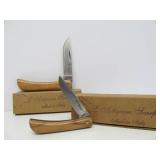 2 Signed SCARPELLI Italy Folding Knives w/Boxes