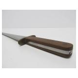 Custom Made 14" Fixed Blade Knife w/Triangular 2-Edged Blade & Leather Sheath