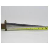 Custom Made 14" Fixed Blade Knife w/Triangular 2-Edged Blade & Leather Sheath