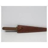 Custom Made 14" Fixed Blade Knife w/Triangular 2-Edged Blade & Leather Sheath