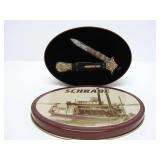 Ornate SCHRADE Folding Knife w/Case - "God Armeth the Patriots" - Stewart A. Taylor SDIRHBH