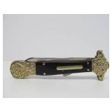 Ornate SCHRADE Folding Knife w/Case - "God Armeth the Patriots" - Stewart A. Taylor SDIRHBH