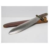 Large 13" Custom Fixed Blade Knife w/Leather Leath