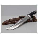 9.5" BUCK Fixed Blade Hunting Knife w/Leather Sheath