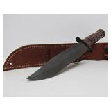 KA-BAR U.S.M.C. Marked Fighting Knife w/Leather Sheath