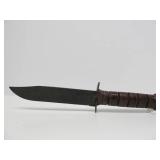 KA-BAR U.S.M.C. Marked Fighting Knife w/Leather Sheath