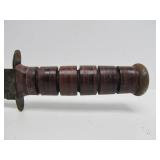 KA-BAR U.S.M.C. Marked Fighting Knife w/Leather Sheath