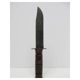 KA-BAR U.S.M.C. Marked Fighting Knife w/Leather Sheath