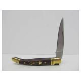 Beautiful Vintage German INOX Folding Knife w/Brass Inlay