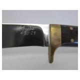 JB FUCHS Custom Made 8" Fixed Blade Hunting Knife #80-29 w/Leather Sheath