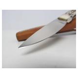 DUNN Stag Handle Fixed Blade Knife w/Leather Sheath