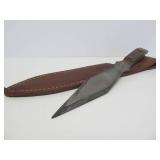Vintage OLSEN OK Professional 10" Double Edge Throwing Knife w/Leather Sheath
