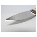 Signed Custom SHAYS Stag Handle Fixed Blade Knife w/Leather Sheath - 9.25"