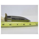 Signed Custom SHAYS Stag Handle Fixed Blade Knife w/Leather Sheath - 9.25"