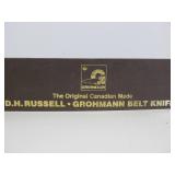 DH RUSSELL Fixed Blade Grohmann Belt Knife #1S - Mint in Box w/Leather Sheath #2