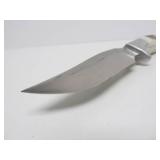 RH RUANA Montana Stag Handle Fixed Blade Hunting Knife w/Leather Sheath 9"