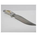 RH RUANA Montana Stag Handle Fixed Blade Hunting Knife w/Leather Sheath 9"