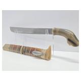 Vintage Indonesian Cibatu Machete w/Carved Horn Handle & Sheath - 22.5"