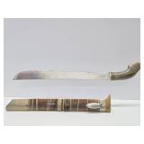 Vintage Indonesian Cibatu Machete w/Carved Horn Handle & Sheath - 22.5"