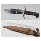 LARGE Vintage WESTERN Model W49 Bowie Knife w/Leather Sheath - 14.5"