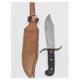 LARGE Vintage WESTERN Model W49 Bowie Knife w/Leather Sheath - 14.5"