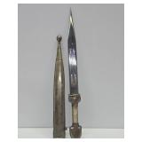 Ornate Vintage Caucasus Silver Mounter Dagger w/Scabbard - 17"