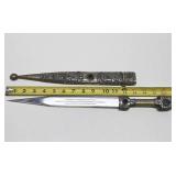 Ornate Vintage Caucasus Silver Mounter Dagger w/Scabbard - 17"
