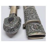 Ornate Vintage Caucasus Silver Mounter Dagger w/Scabbard - 17"