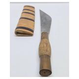 Very Sharp Vintage Filipino Machete w/Sheath - Copper & Wood Handle - 18"