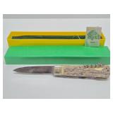 Vintage German PUMA Stag Handle Folding Jagdmesser Knife w/Original Box