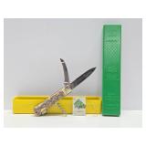 Vintage German PUMA Stag Handle Folding Jagdmesser Knife w/Original Box