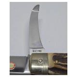 Vintage German PUMA Stag Handle Folding Jagdmesser Knife w/Original Box