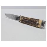 Excellent Vintage Anton Wingen Jr. Rostfrei Solingen "Othello" Stag Handle Fixed Blade Knife 8"