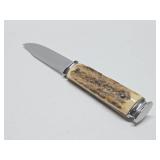 Excellent Vintage Anton Wingen Jr. Rostfrei Solingen "Othello" Stag Handle Fixed Blade Knife 8"