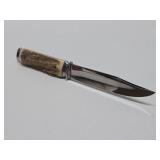 Excellent Vintage Anton Wingen Jr. Rostfrei Solingen "Othello" Stag Handle Fixed Blade Knife 8"